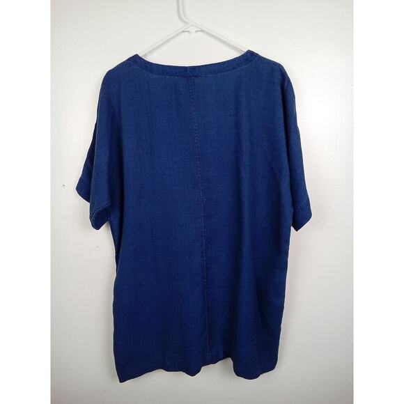 J Jill Pure Jill Indigo Tunic Top Women's Size Small Oversized Boxy Lagenlook - Picture 2 of 6